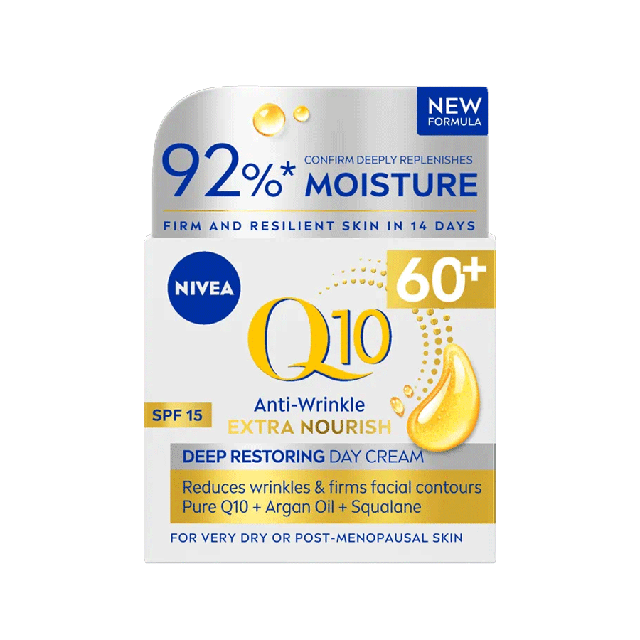 Nivea
          
          
        
      
   
    
 Nivea Q10 Anti-Wrinkle 60+ Extra Nourishing Day Cream SPF15 50ml - Price