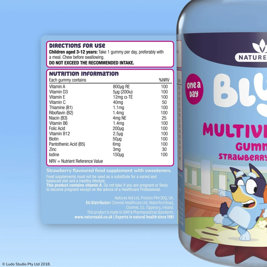 Bluey Multivitamin Gummies Strawberry Flavour (30 Gummies)