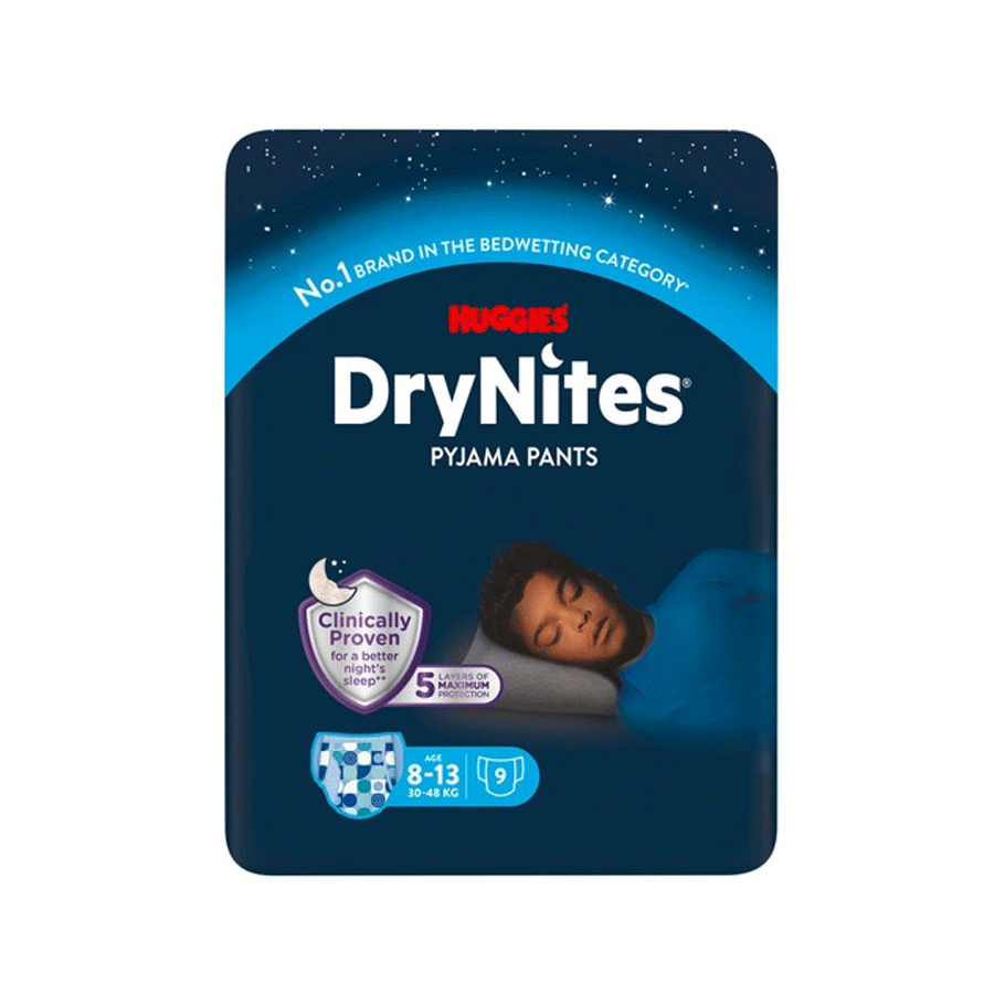Huggies DryNites Pyjama Nappy Pants Boys Age 8-13 (9 Pack) - Price