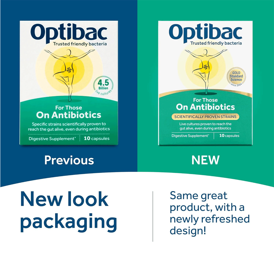 OptiBac Probiotics for those on Antibiotics (10 Capsules)