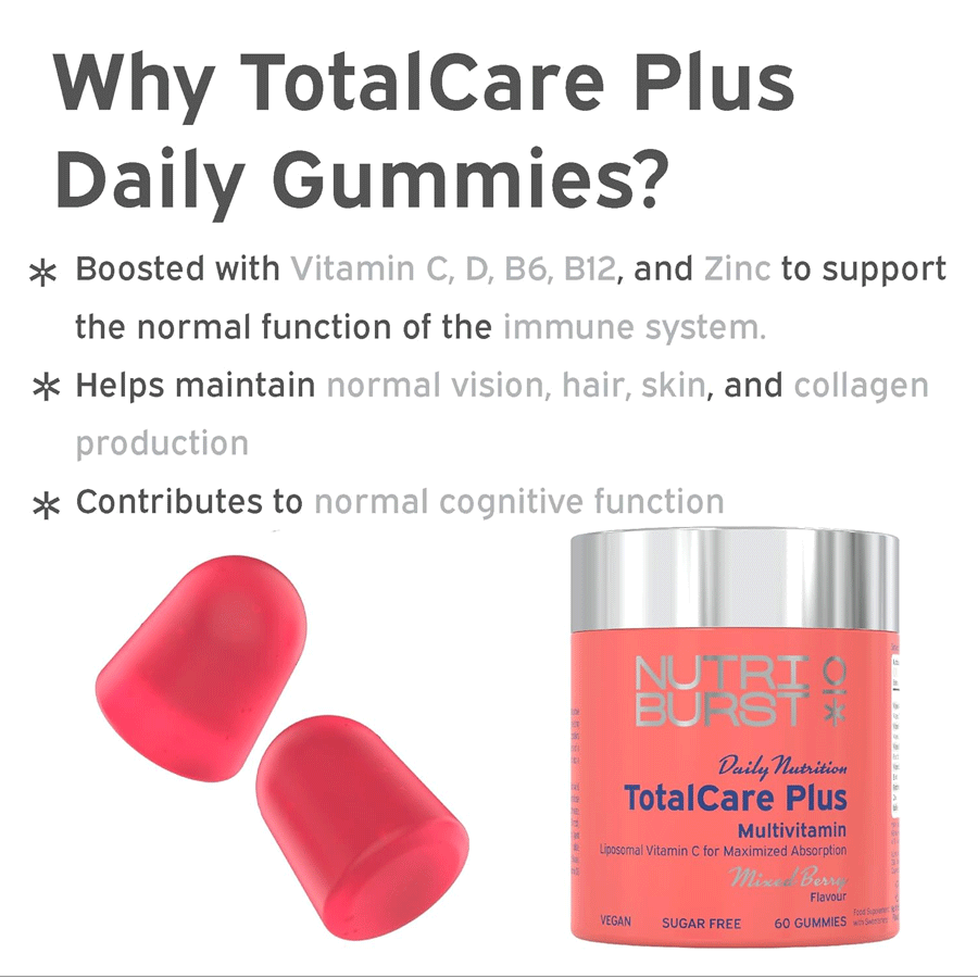 Nutriburst TotalCare Plus Multivitamin Burst Mixed Berry Gummies (60 Pack)