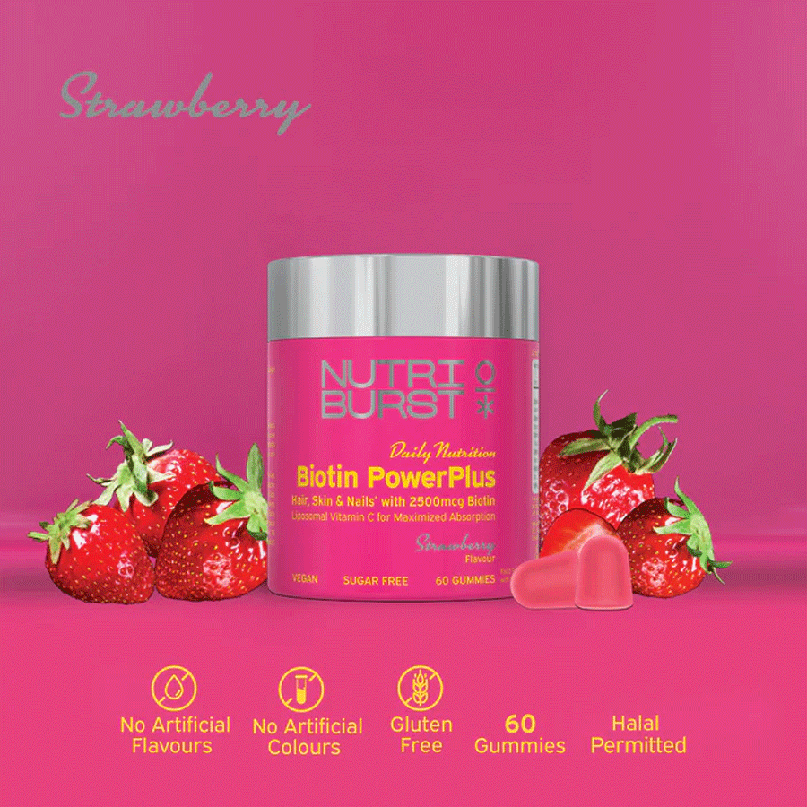 Nutriburst Biotin Powerplus Strawberry Gummies (60 Pack)