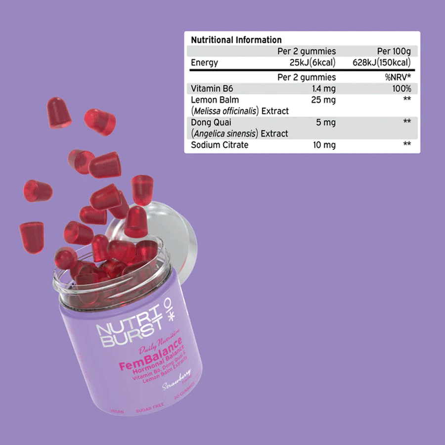 Nutriburst FemBalance Hormone Balance for Women Strawberry Gummies (60 Pack)