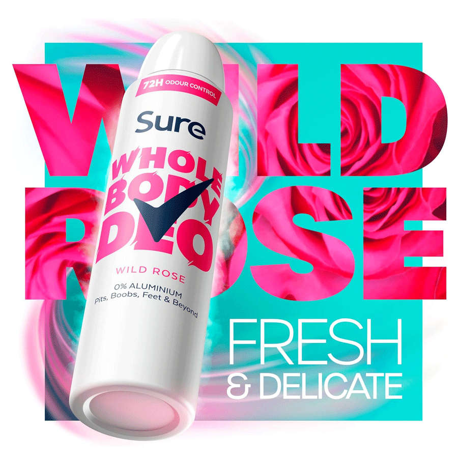 Sure Women's Whole Body Deodorant Spray Wild Rose 150ml