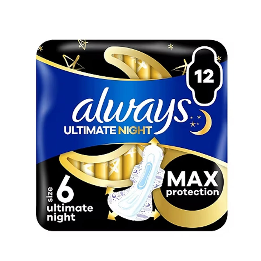 Always
          
          
        
      
   
    
 Always Ultimate Night Size 6 with Wings (12 Pads) - Price