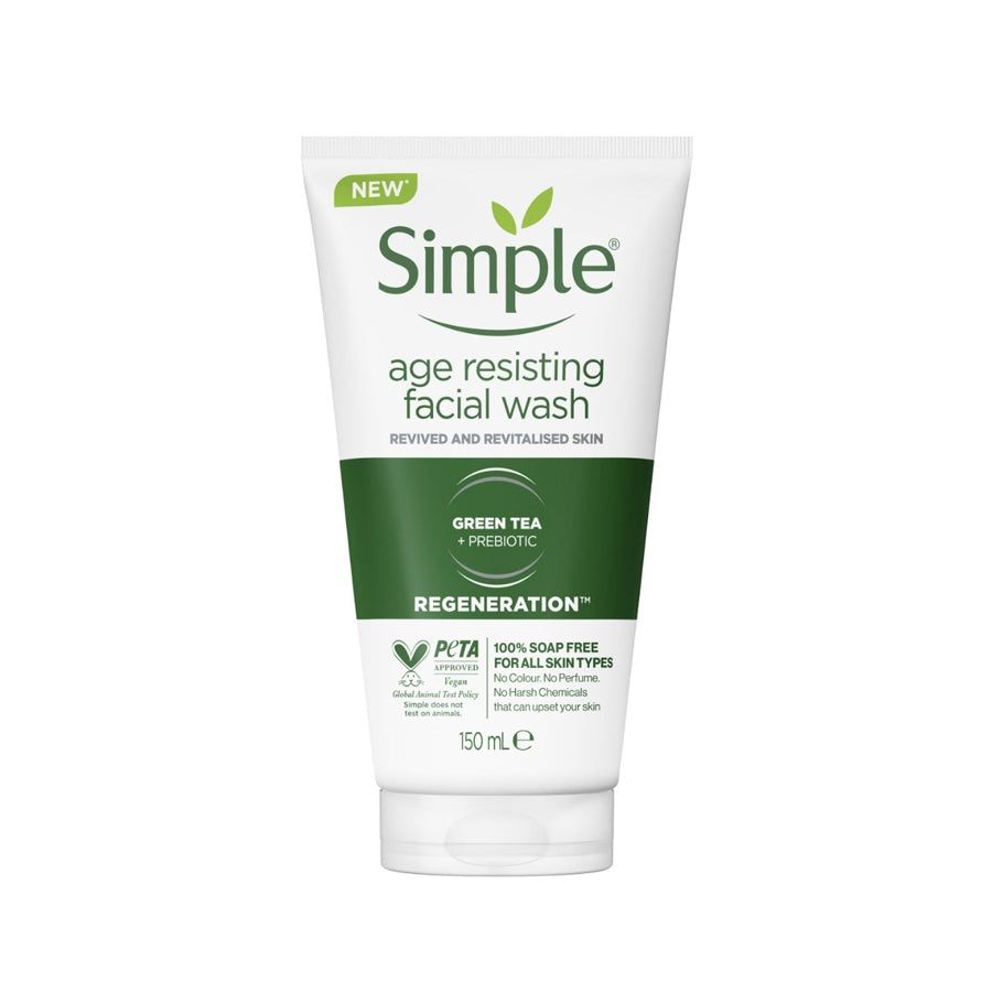 Simple Age Resisting Regeneration Facial Wash Gel with Green Tea & Prebiotics 150ml - Price