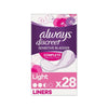 


      
      
        
        

        

          
          
          

          
            Toiletries
          

          
        
      

   

    
 Always Discreet Incontinence Liners Light for Sensitive Bladder (28 liners) - Price