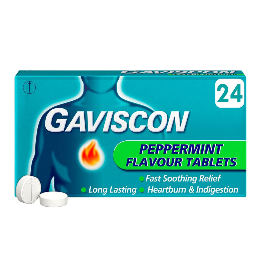 Gaviscon
          
          
        
      
   
    
 Gaviscon Heartburn and Indigestion Relief Peppermint Flavour Tablets (24 Pack) - Price