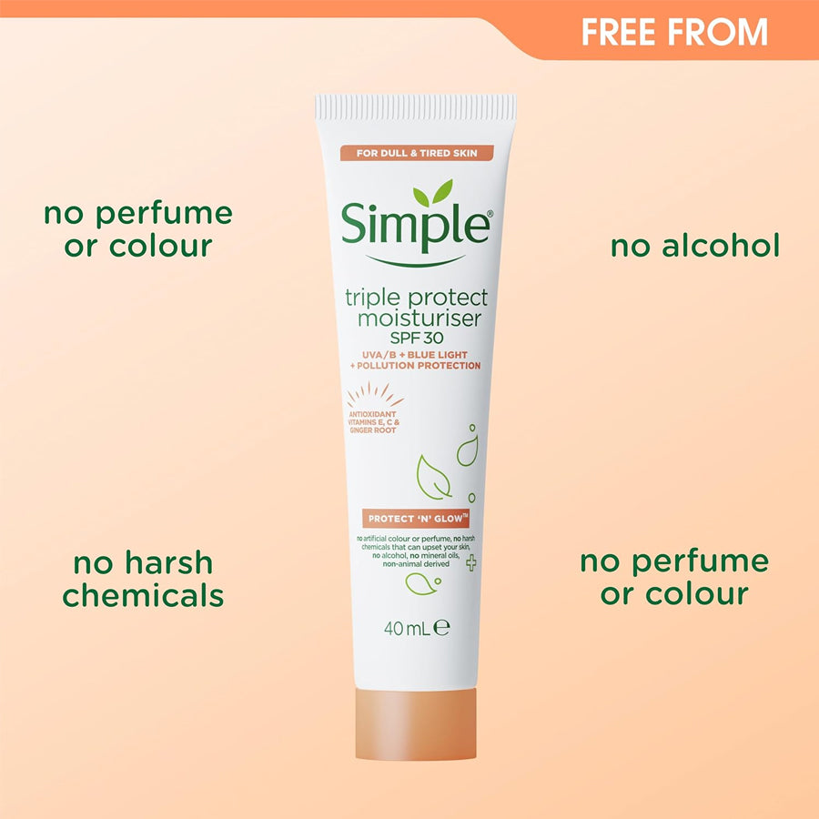 Simple Protect 'N' Glow Triple Protect Moisturiser SPF30 40ml