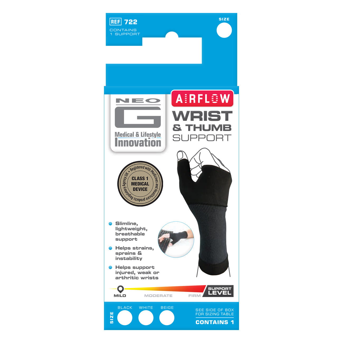 Neo G Airflow Wrist & Thumb Support Black (Small) - Price