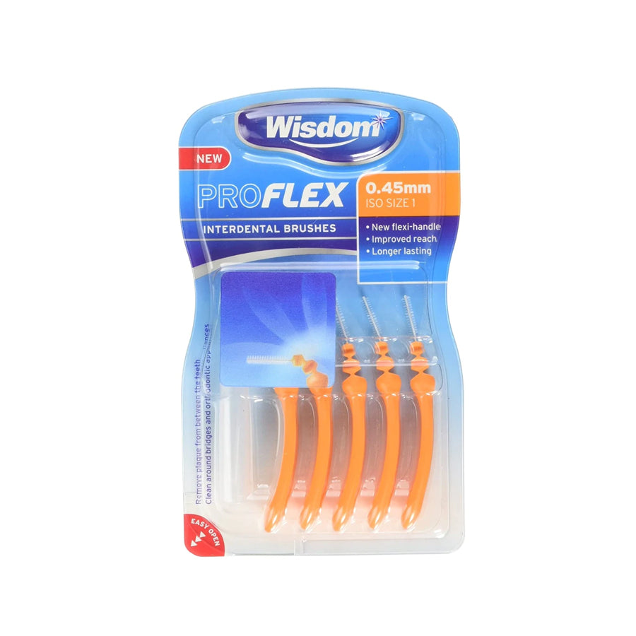Wisdom
          
          
        
      
   
    
 Wisdom Proflex Interdental Brushes 0.45mm (5 Pack) - Price