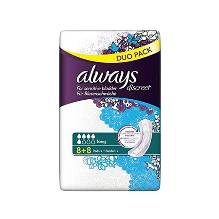 Always
          
          
        
      
   
    
 Always Discreet Long Pads (16 Pack) - Price