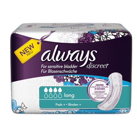 Always Discreet for Sensitive Bladder - Pads +: Long (10 Pack) - Price