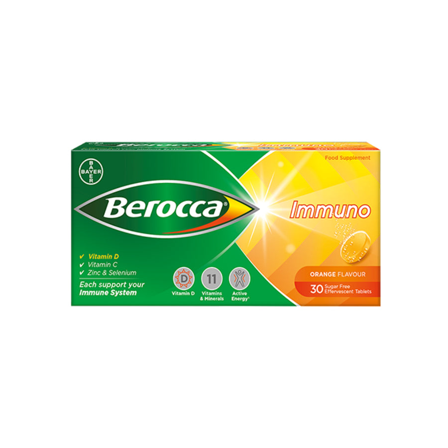 Berocca Immuno Effervescent Tablets: Orange Flavour (30 Pack) - Price