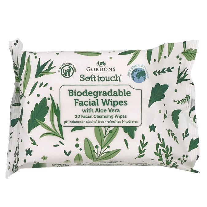 Soft Touch Biodegradable Facial Wipes with Aloe Vera (30 Wipes) - Price