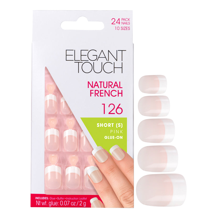 Elegant Touch Natural French 126 Short (S) Pink (24 Pack)