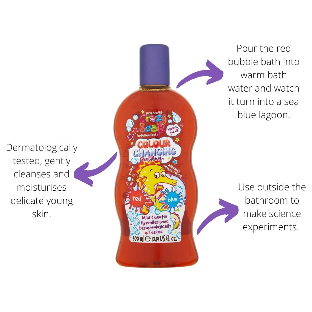 Kids Stuff Crazy Soap Colour Changing Bubble Bath (Red to Blue) 300ml