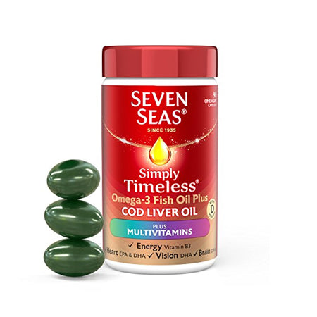 Seven Seas Simply Timeless Omega-3 Cod Liver Oil (90 Capsules) - Price