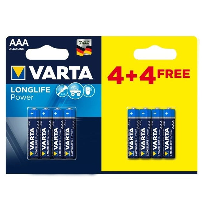 Varta Longlife Power Alkaline AAA Batteries (4 + 4 Free) - Price