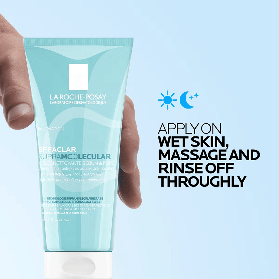 La Roche-Posay Effaclar Supramolecular Face Jelly Cleanser for Oily Skin & Visible Pores with Salicylic Acid & Niacinamide 200ml