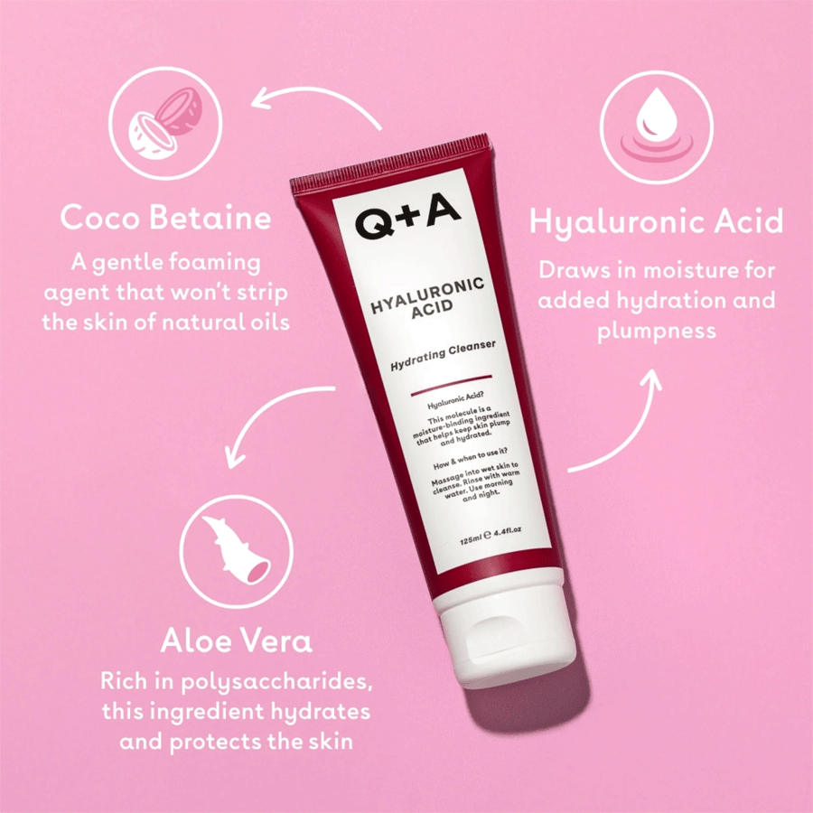 Q+A Hyaluronic Acid Hydrating Gel Cleanser 125ml