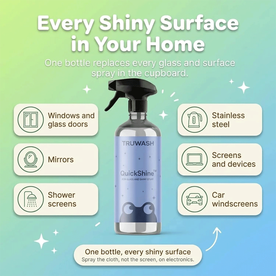 TruWASH QuickShine Glass & Shiny Stuff Cleaner 750ml