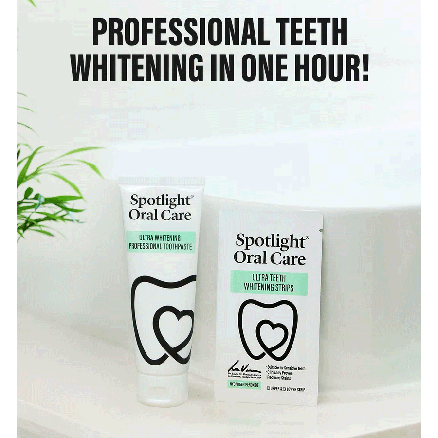 Spotlight Ultra Teeth Whitening Strips & Whitening Toothpaste (14 Pack)