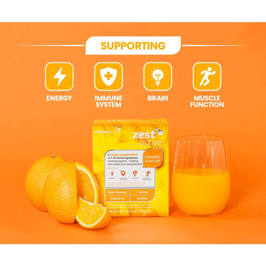 Revive Active Zest Active Energy Supplement Orange Flavour (30 Pack)