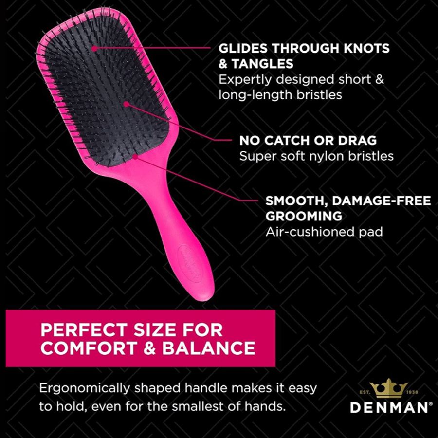 Denman D90L Tangle Tamer Hair Brush Ultra Pink