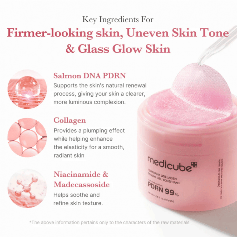 Medicube PDRN Pink Collagen Toning Gel Toner Pads (70 Pcs)