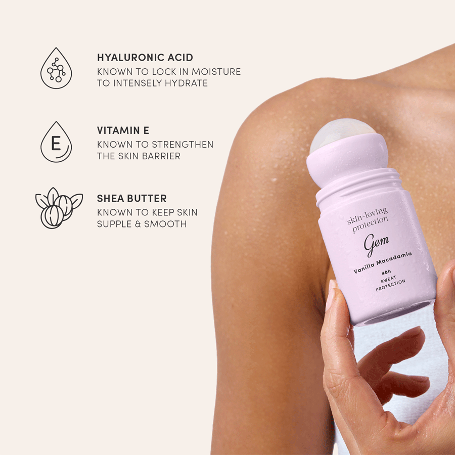 Gem Skin-Loving Roll-On Deodorant Vanilla Macadamia 50ml