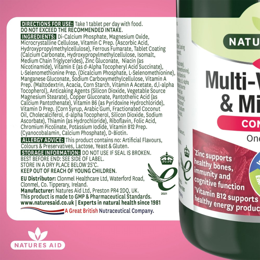 Natures Aid Complete Multi-Vitamins & Minerals (120 Tablets)