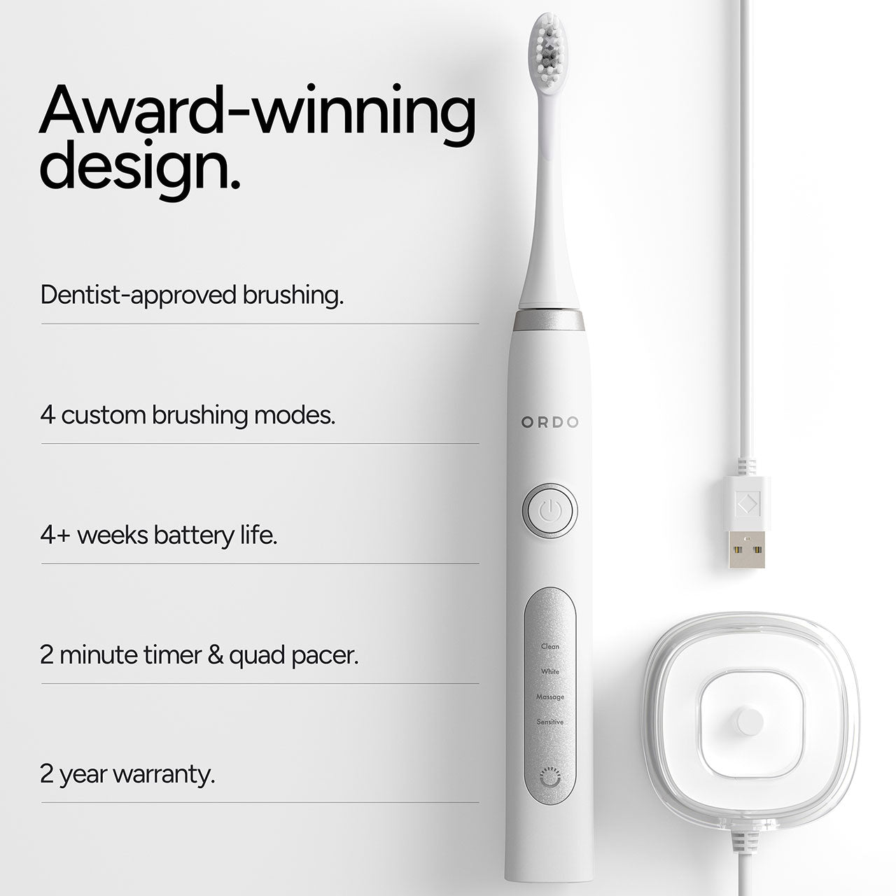 Ordo Sonic+ Electric Toothbrush White Silver