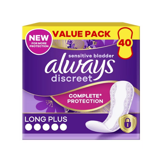 


      
      
      

   

    
 Always Discreet for Sensitive Bladder - Long Plus Liners (40 Pack) - Price
