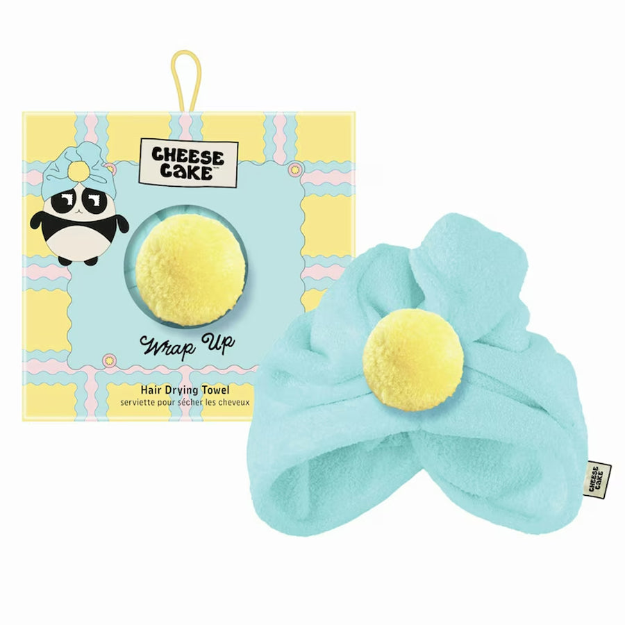 Cheese Cake 'Wrap Up' Hair Drying Towel (Blue with Yellow Pom Pom)