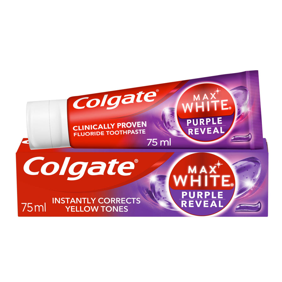 Colgate Toothpaste Variant Purple Colgate Max White Purple Reveal Whitening Toothpaste 75ml – Gordons Direct