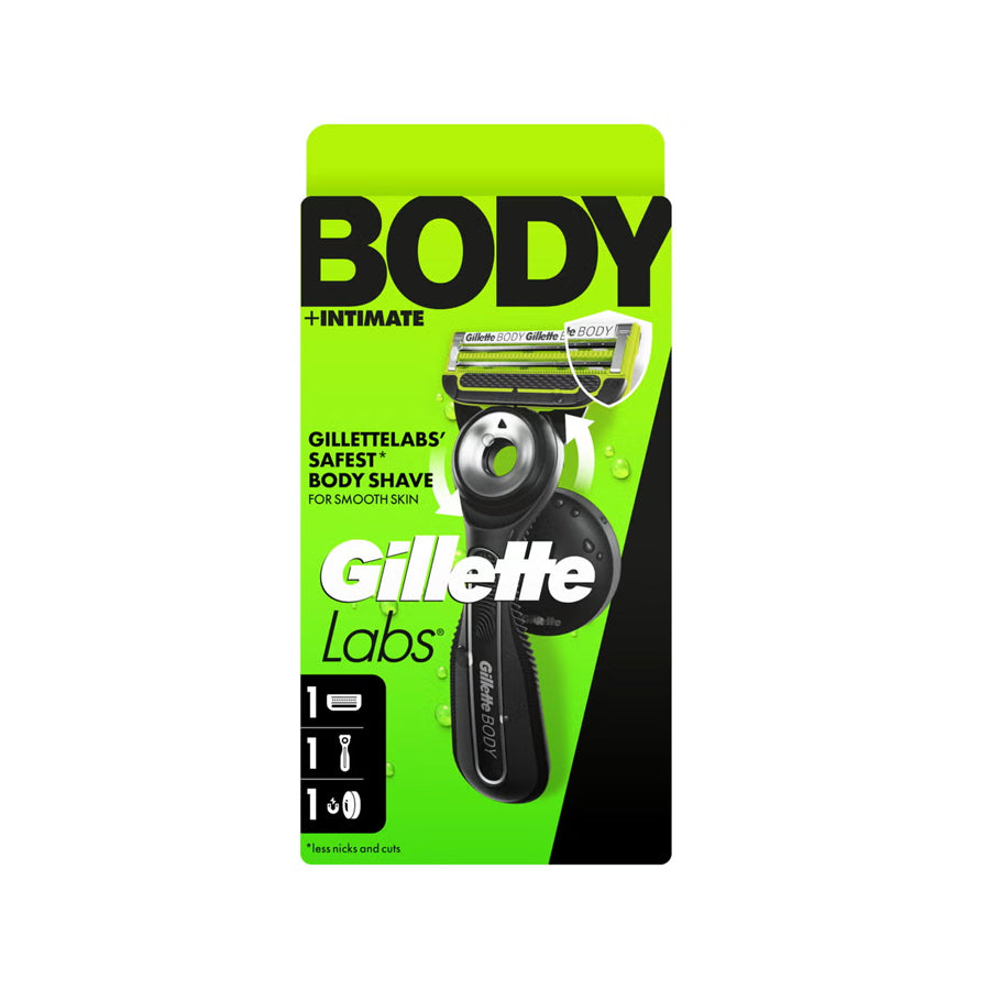 Gillette Labs Body+ Intimate Razor with Magnetic Shower Hanger, Handle + 1 Cartridge