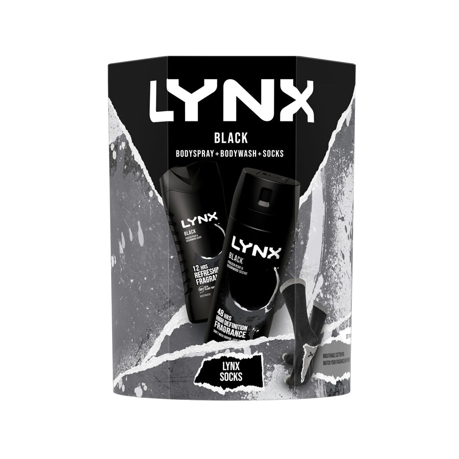 Lynx Black Christmas Gift Set Includes Socks