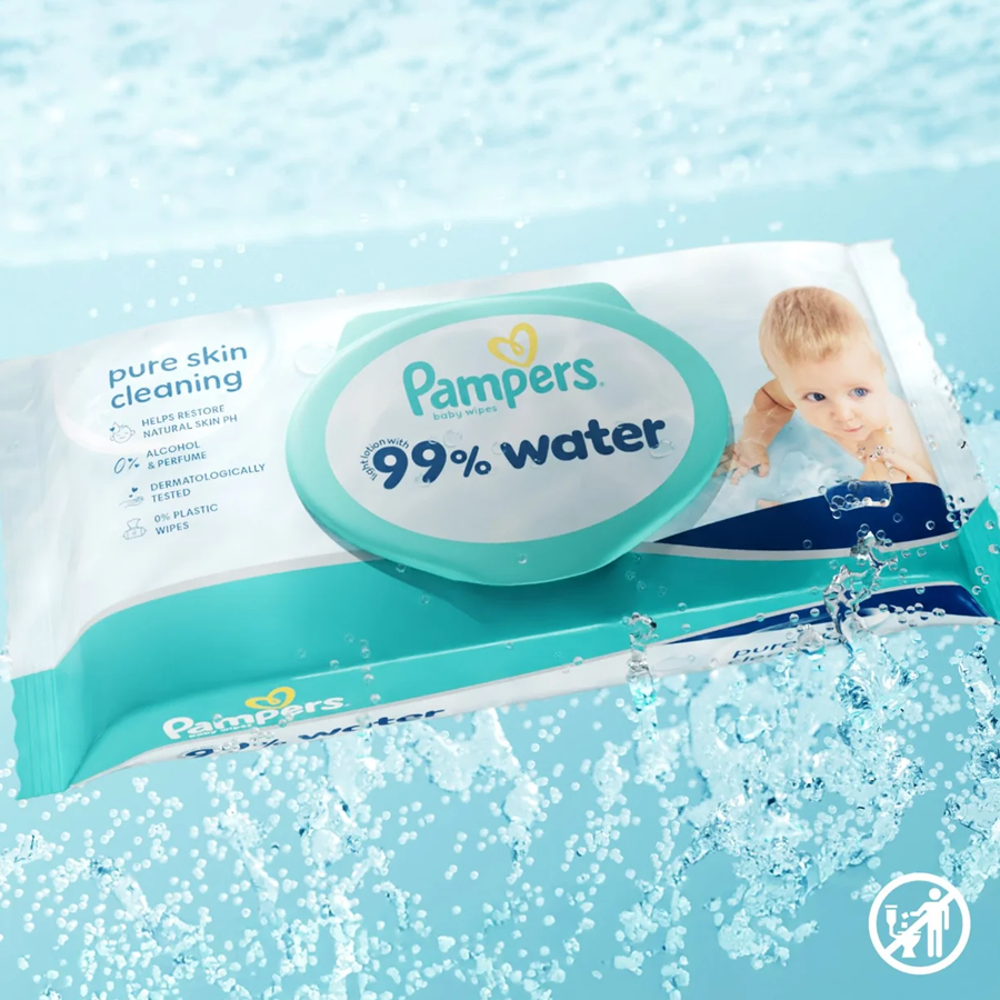 Pampers 99% Water Baby Wipes (60 Baby Wipes)