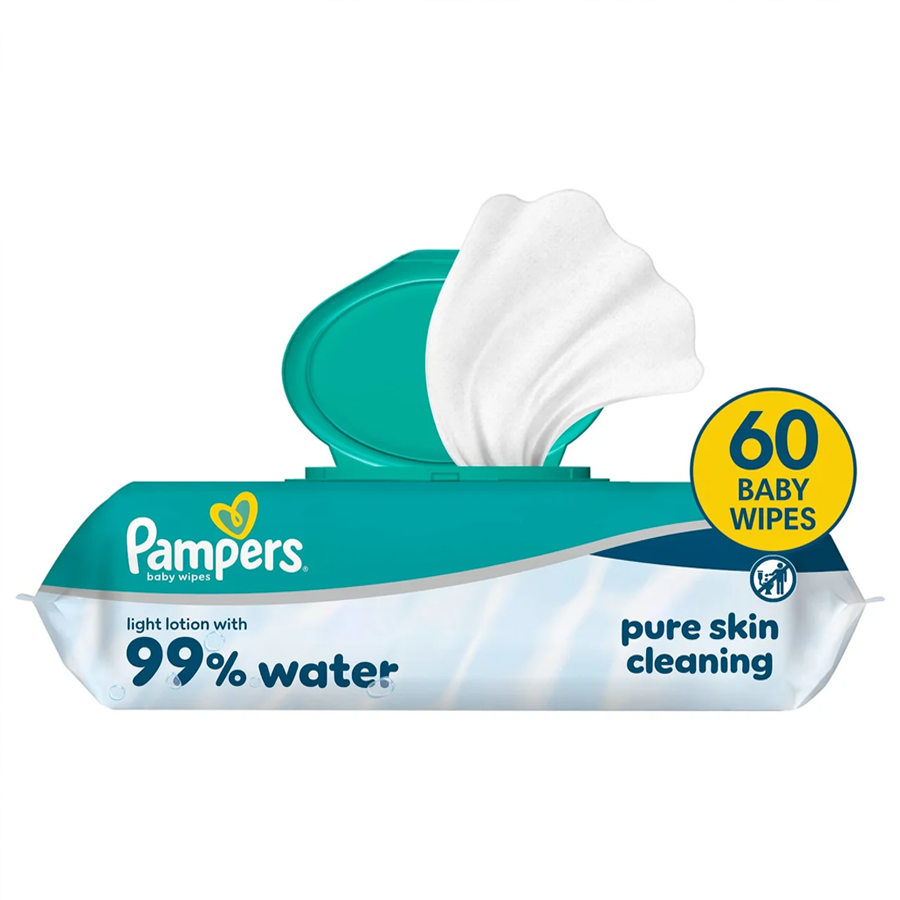 Pampers 99% Water Baby Wipes (60 Baby Wipes)