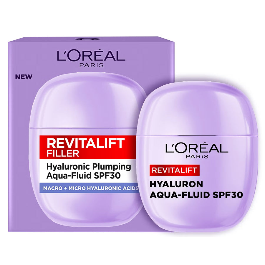 

    
 L'Oréal Paris Revitalift Filler Hyaluronic Plumping Aqua-Fluid SPF30 40ml - Price