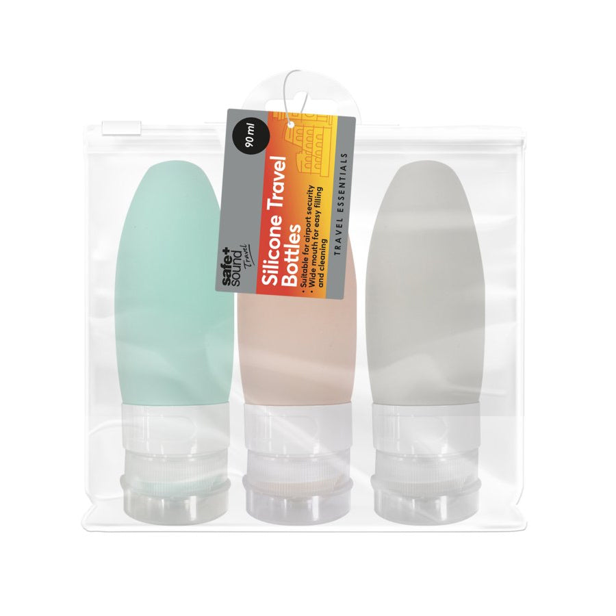 Safe + Sound Silicone Travel Bottle Set (3 x 90ml Bottles)