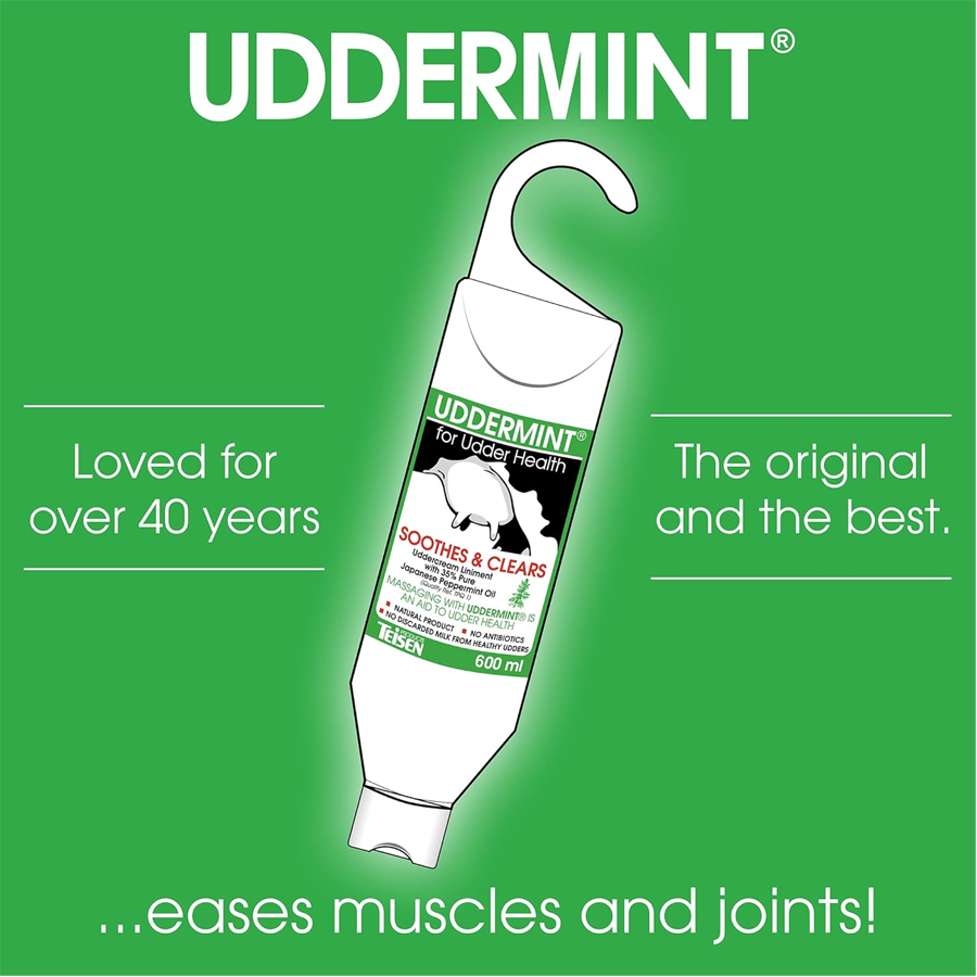 UDDERMINT® Uddercream Linament 600ml | Deeply Soothing Udder Mint Cream with 35% Japanese Peppermint Oil Extract