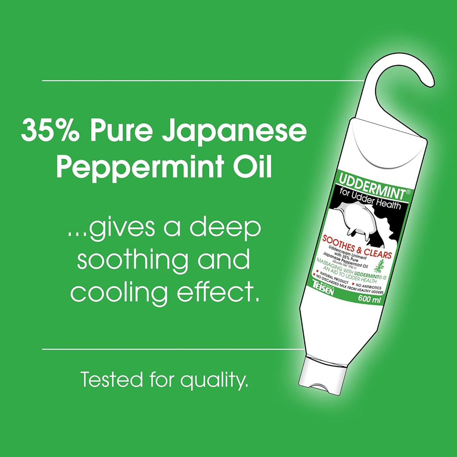 UDDERMINT® Uddercream Linament 600ml | Deeply Soothing Udder Mint Cream with 35% Japanese Peppermint Oil Extract