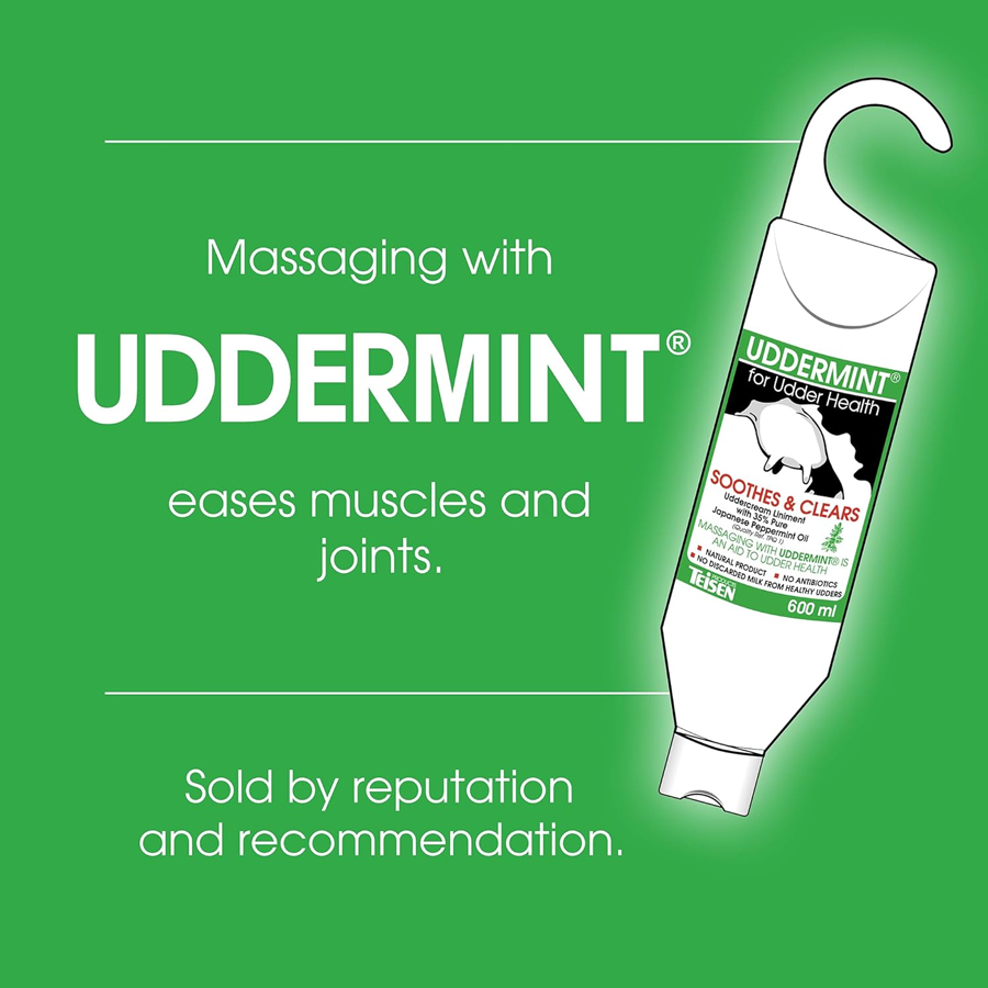 UDDERMINT® Uddercream Linament 600ml | Deeply Soothing Udder Mint Cream with 35% Japanese Peppermint Oil Extract