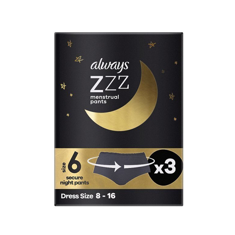 36 x Always Ultra ZZZ Disposable Secure Menstrual Night Pants Small/Med,  Size 6